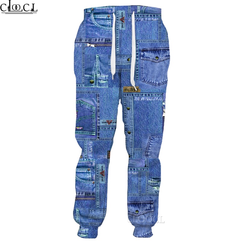 Quần Dài Thể Thao Vải Denim In Họa Tiết 3D Thoáng Khí Thời Trang Đường Phố Cho Nam Và Nữ