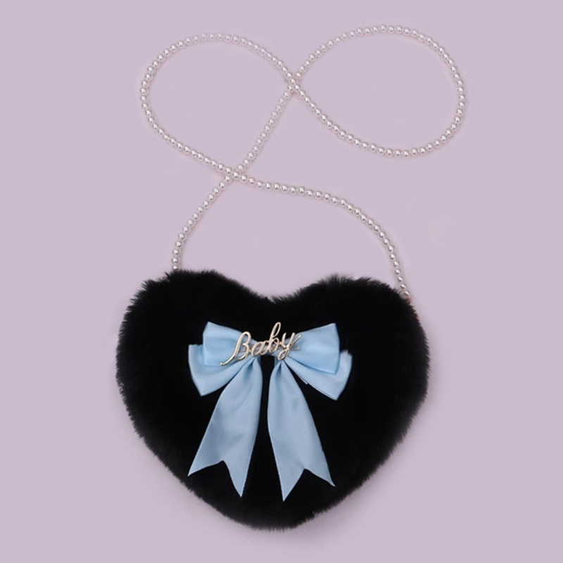 Túi Đeo Chéo Vai Bằng Vải Bông Họa Tiết Trái Tim Hoạt Hình Dễ Thương Phong Cách Lolita Dành Cho Nữ