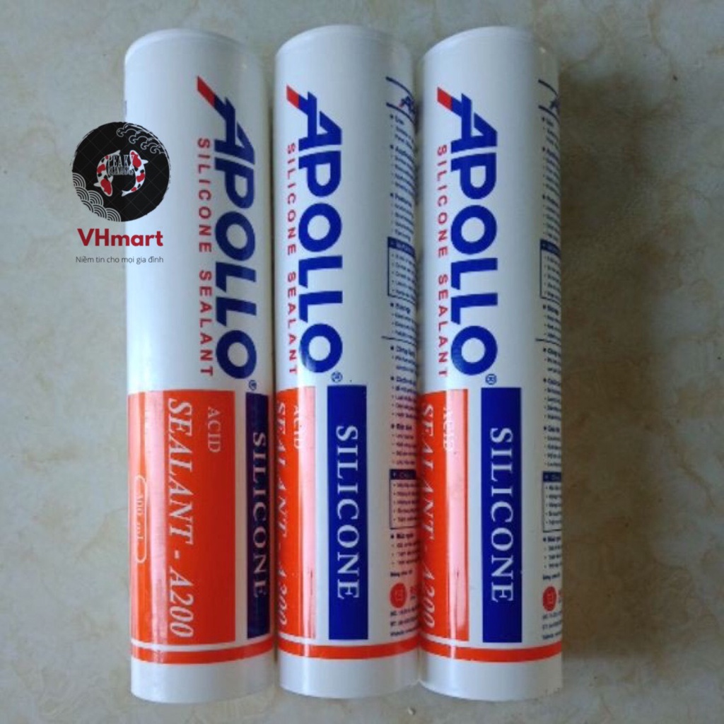 Keo dán kính dán nhựa APOLLO Silicone Sealant A200 loại tốt chuẩn chính hãng