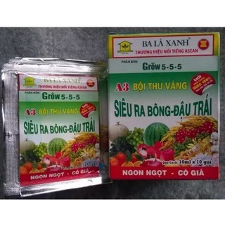 Hộp 10 gói phân bón lá ba lá xanh bội thu vàng a3 - 1 gói 10ml