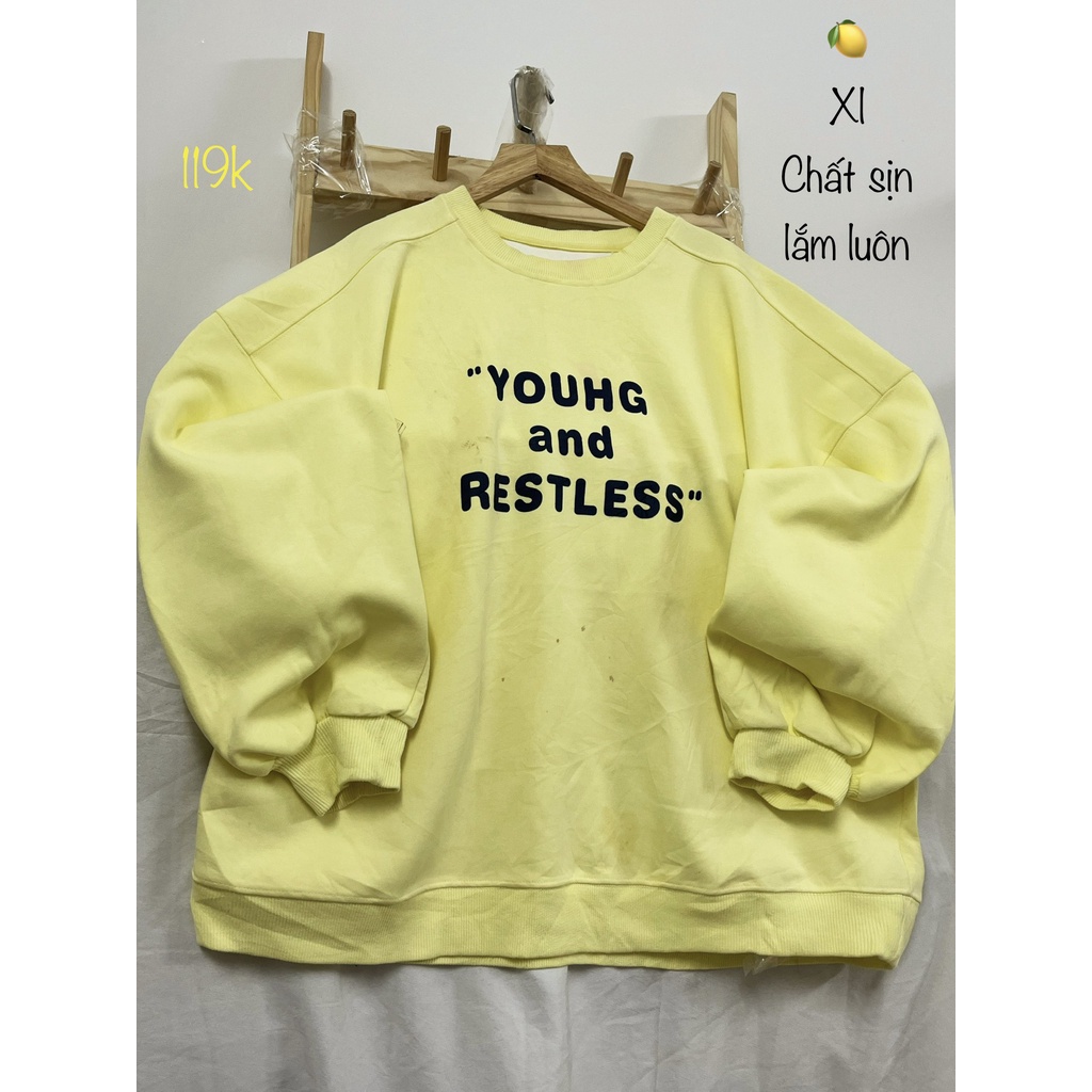 Topic basic chữ / Sweater 2hand - Sweater 2hand form rộng freesize .Phong cách dễ thương