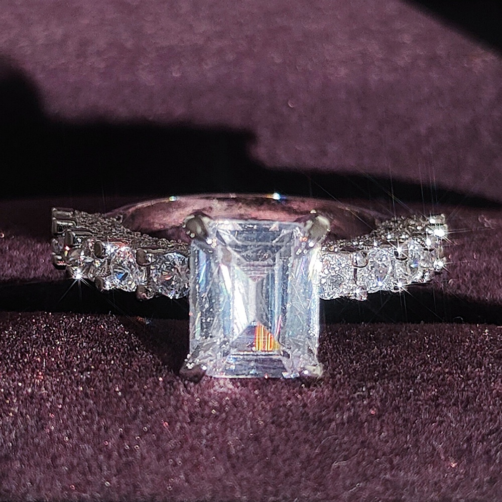 Nhẫn Đính Đá Zircon Hình Chữ Nhật Phong Cách Âu Mỹ Thời Trang Cho Nữ