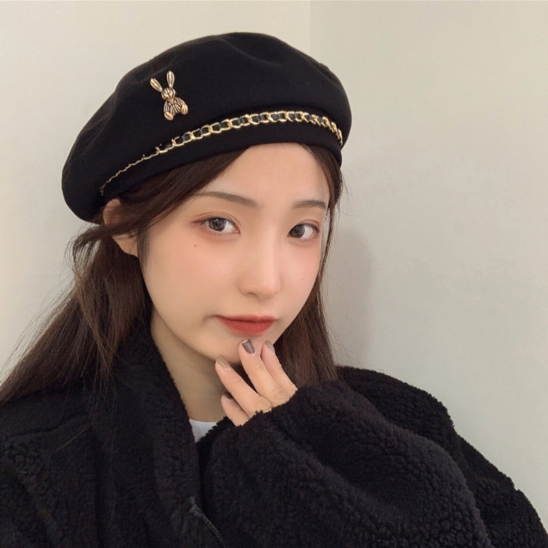 Mũ Beret Lông Thỏ Dễ Thương Xinh Xắn Cao Cấp