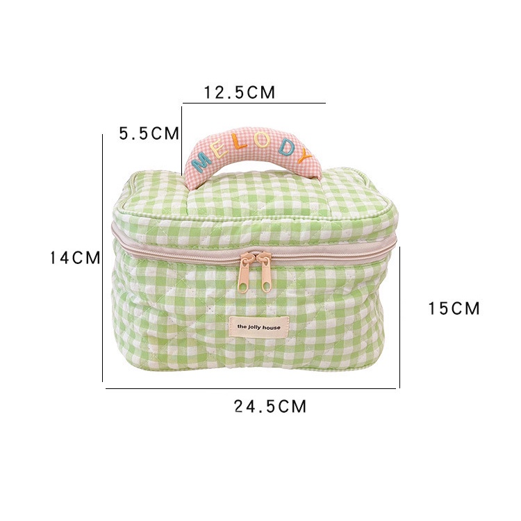 Túi Đựng Mỹ Phẩm Du Lịch Quai Cầm Tay Đồ Makeup Pouch Chần Bông Cỡ Lớn Melody