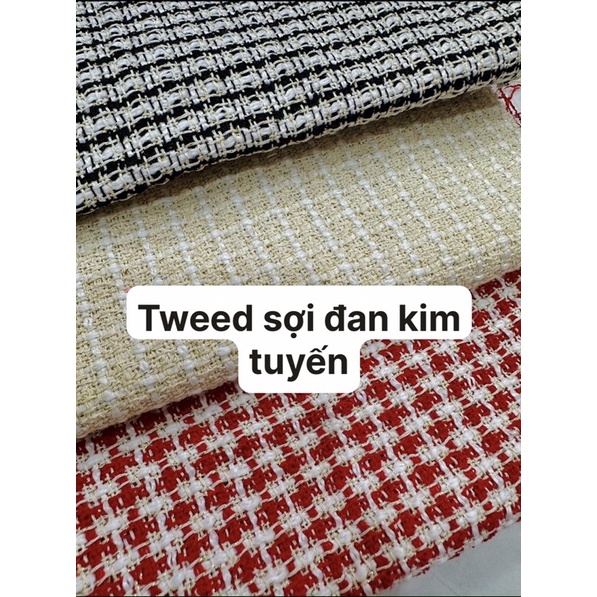 Vải dạ tweed sợi đan kim tuyến