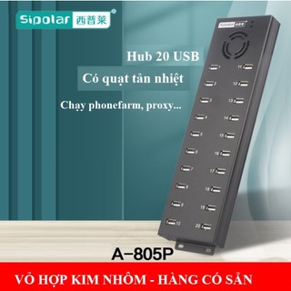 Hub usb 20 cổng sipolar A-805P, Bộ chia cổng usb 20 port sipolar, Bộ nguồn usb 20 cổng