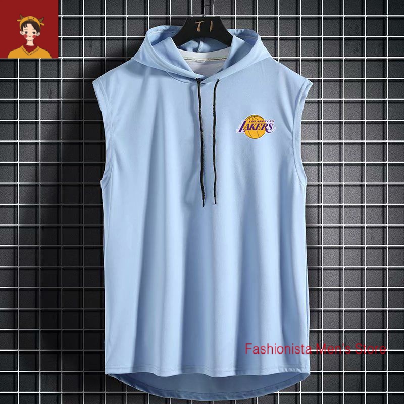 Áo Thun Thể Thao Sát Nách Có Mũ Trùm Dáng Suông Năng Động Thời Trang Hè Cho Nam