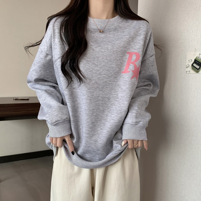 Áo Nỉ Dài Tay In Chữ Thời Trang Hàn Cho Nữ