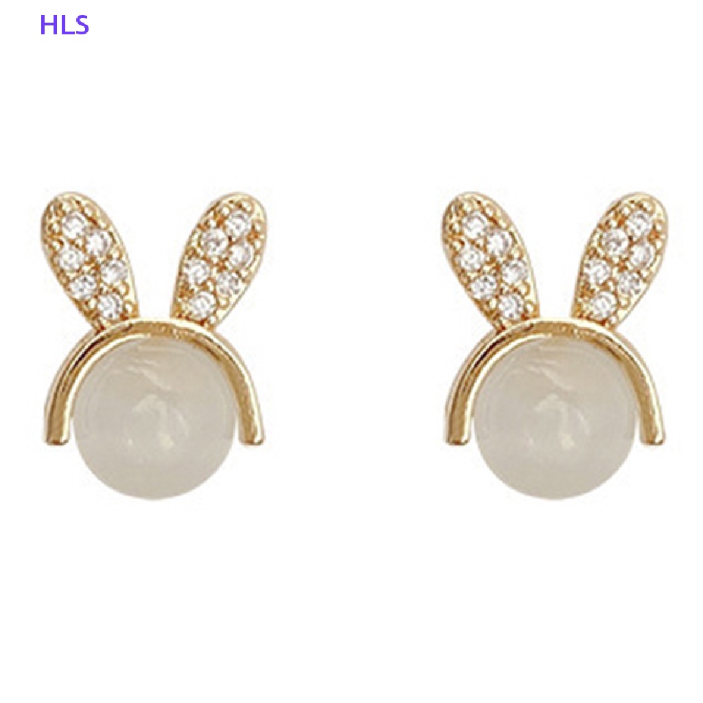 [HLS] Bông Tai Hình Thỏ Bunny Đính Đá Opal Feminia Thanh Lịch Sáng Tạo Lãng Mạn Chất Lượng Cao Phong Cách Feminia