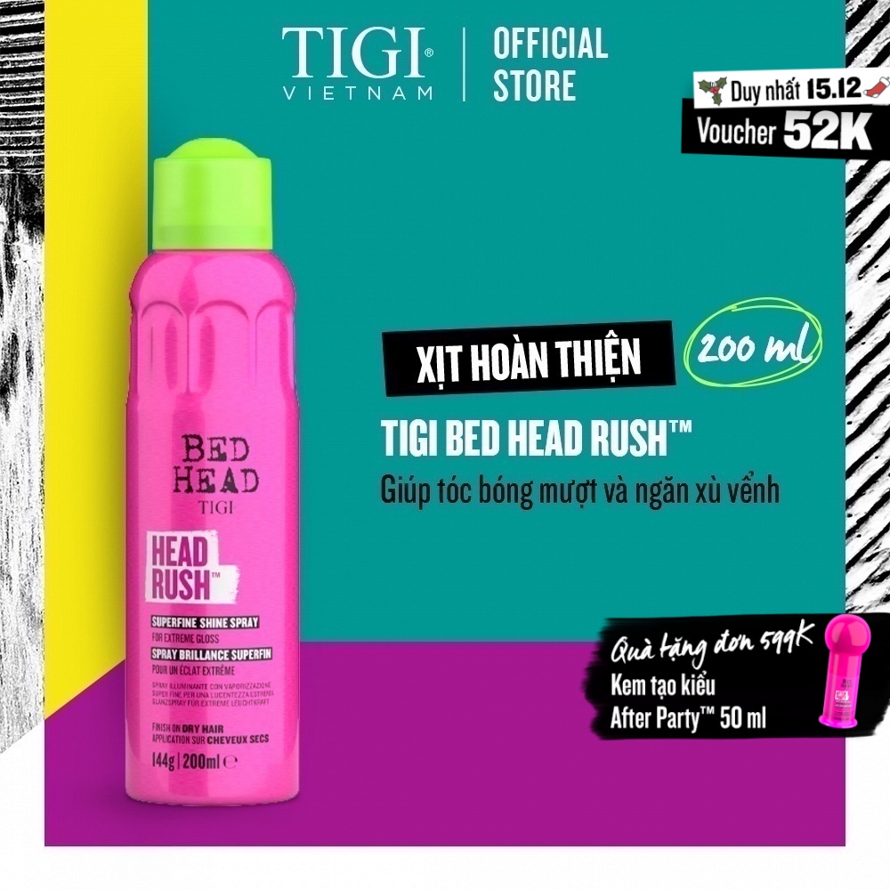 Xịt hoàn thiện siêu nhẹ tạo độ bóng đỉnh cao TIGI Bed Head Head Rush™ 144g | 200ml