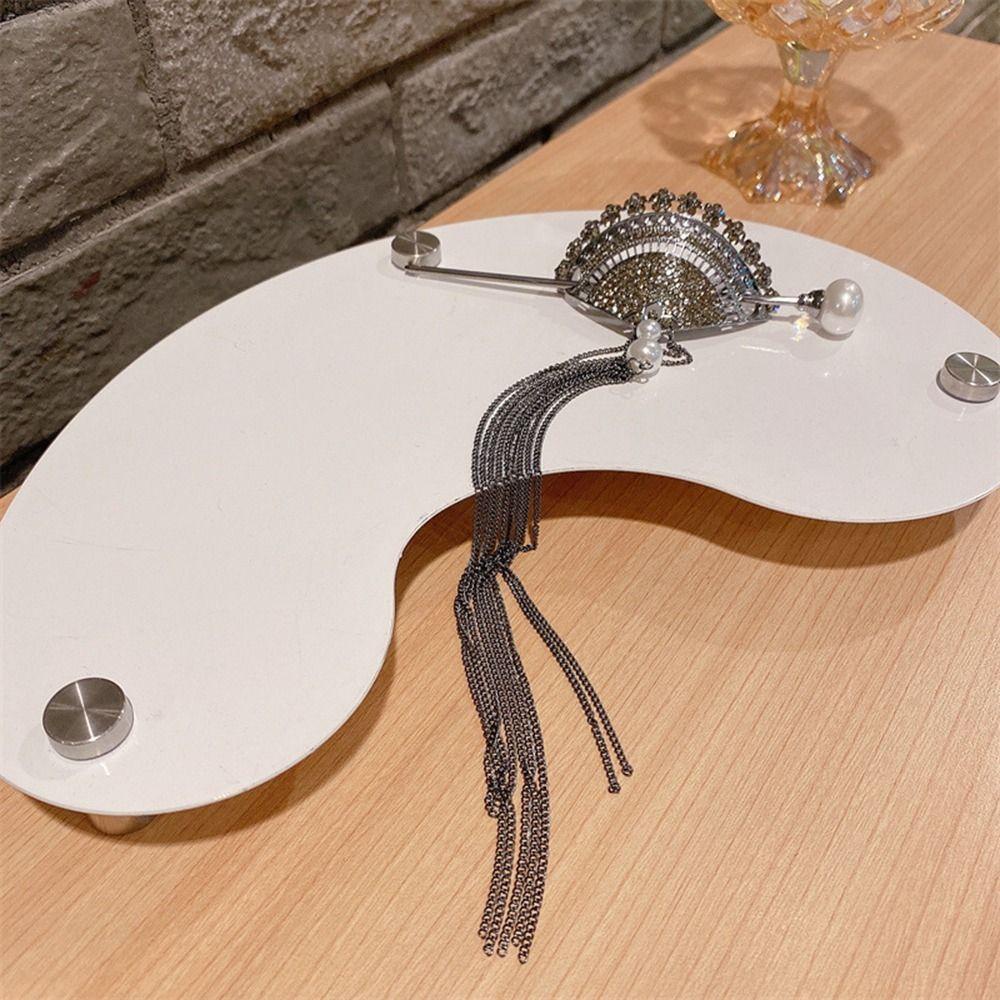 Giá Đỡ Tóc Đuôi Ngựa Quạt Tua Rua Phong Cách Cổ Điển Đơn Giản Dành Cho Bạn Nữ