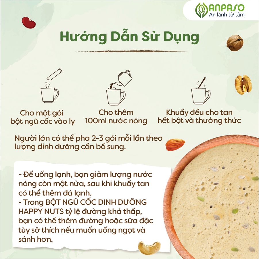 Bột ngũ cốc happy nuts anpaso, ăn kiêng, giảm cân, bổ sung dinh dưỡng - ảnh sản phẩm 6