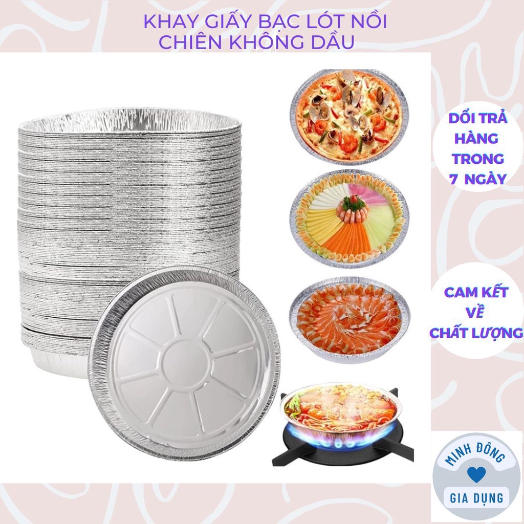 (Hàng dầy đẹp) Sét 30 Khay giấy bạc lót Nồi chiên không dầu, lò nướng, đĩa nhôm đựng thực phẩm