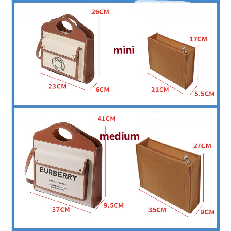 Lót túi form burberry pocket bag organiser insert Túi xách Trọn gói Túi mật Gói thu thập Túi dọn dẹp