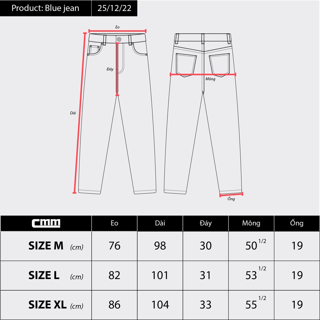 Quần Jean Xanh CMM 9 stars