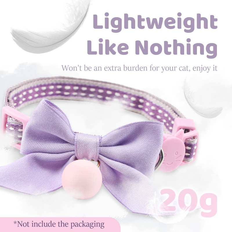 HamshMoc Vòng Cổ Nhẹ Mềm Mại Thoải Mái Bền Bỉ Có Chuông Và Nơ Dễ Thương Có Thể Điều Chỉnh Cho Thú Cưng / Mèo / Thỏ