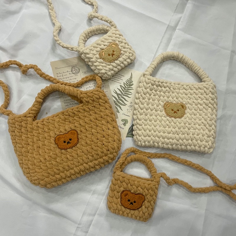 Túi đeo chéo Túi xách Túi len handmade cute size trung 25x17cm Crochet bag