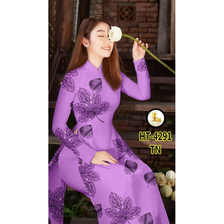 Vải may áo dài trung niên họa tiết chiếc lá, chất vải đẹp hàng loại 1