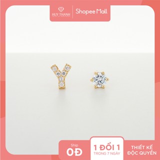 Bông Tai Vàng Vàng Hình Chữ Y Thời Trang Gắn Đá CZ Cao Cấp Vàng Tây 14K BTAM120 Huy Thanh Jewelry