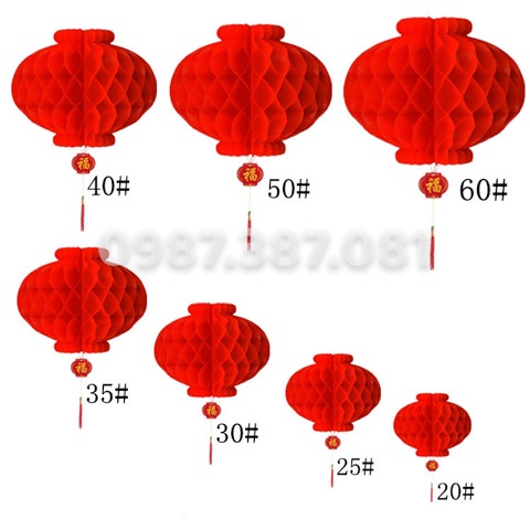[Rẻ Nhất】 Combo 20c Đèn Lồng Tổ Ong  Cầu Đỏ Trang Trí Tết size 15cm/20cm/24cm/30cm/34cm