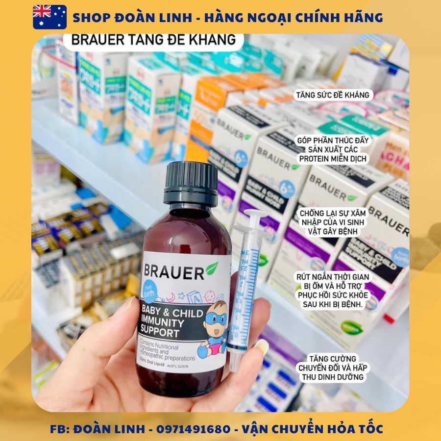 Tăng đề kháng Brauer Immunity Support , Hàng úc đi air, Siro BRAUER Baby & Child Immunity Support, Date 2024