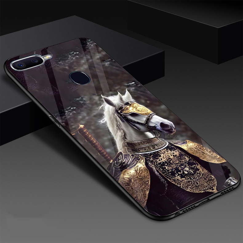 Ốp Lưng OPPO A12, A7, A5S, F9 Mặt lưng kính cao cấp, thiết kế độc quyền 12 con giáp chiến binh