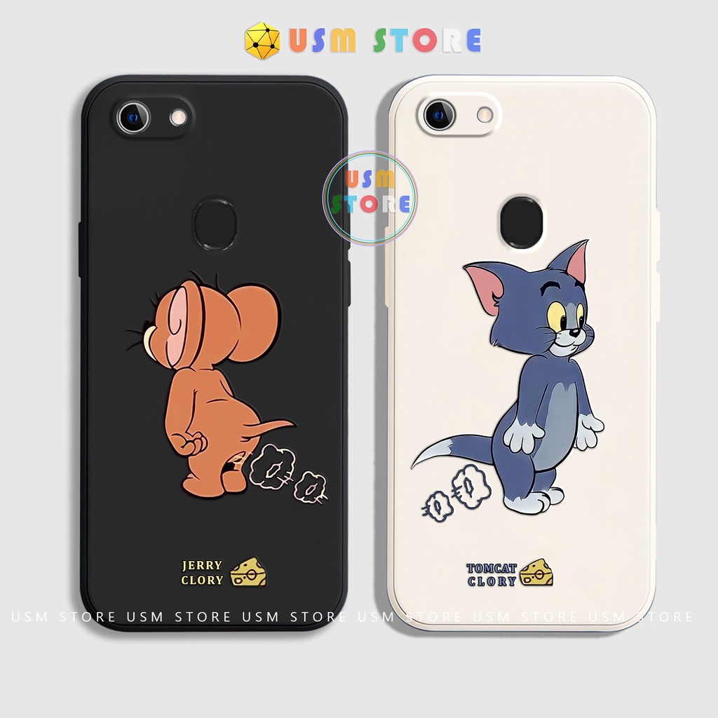 Ốp lưng Tom Jerry cho OPPO A5 Trung Quốc / A3S / AX5 / AX5S /  A5S / A7 2018 /AX7 / A7N, chất TPU dẻo, viền vuông