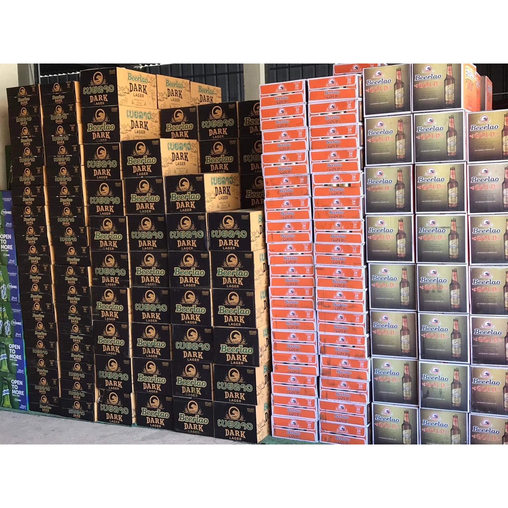 Combo 6 lon bia Lào đen dark lager, 6% uống quên sầu