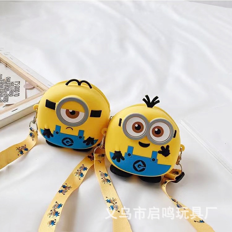 Túi Đeo Chéo silicon Hình Minion Siêu Đẹp Cho Bé trai bé gái màu vàng dễ thương Fullbaby 023