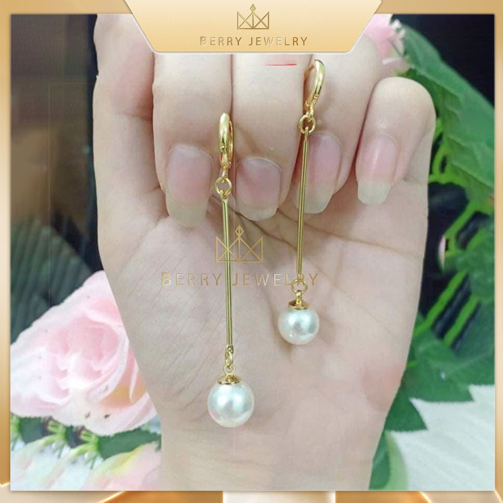 Khuyên Tai Nữ Kiểu Dáng Bông Tai Hãng Mạ Vàng Đính Đá Thanh Lịch Berry Jewelry B20VHT2