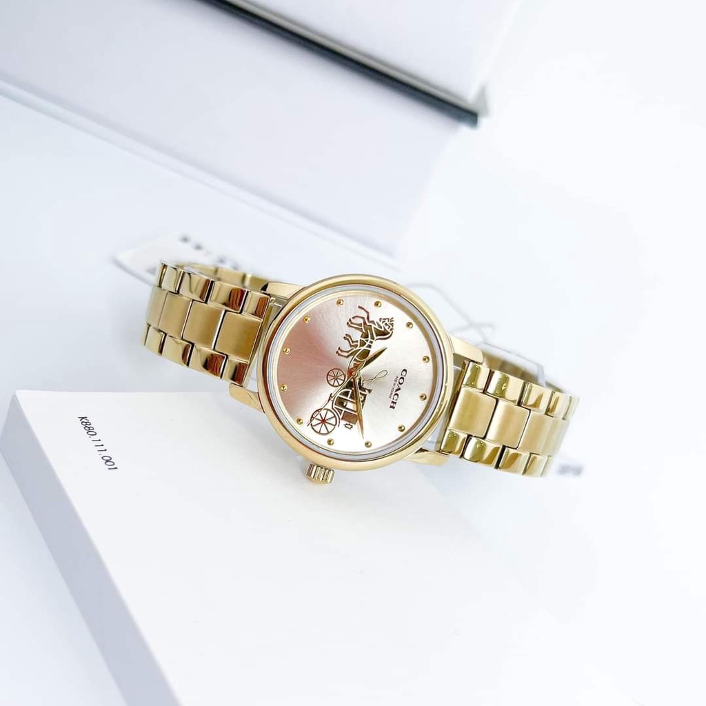 Đông Hồ Nữ Coach 14502976 Size 28mm logo ngựa kéo xe