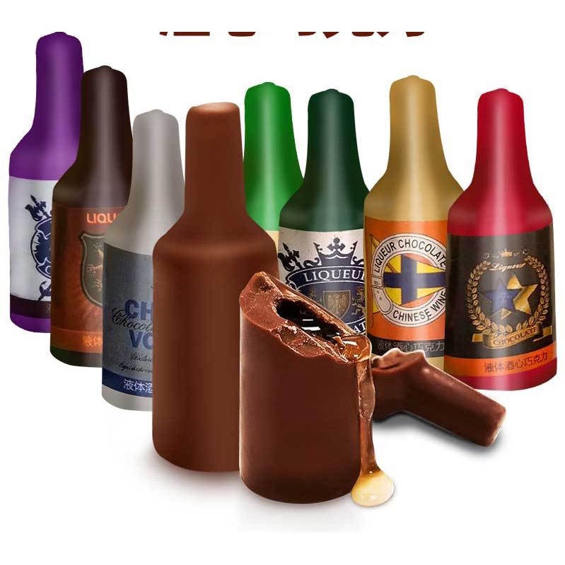 Socola Đen Nhân Rượu YANXI 4 Hương Vị Thơm Ngon - Hộp 40gr 4 Chai
