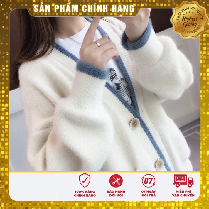 Hàng Sẵn_ áo khoác bên ngoài len cardigan len lông cứng cáp phong thái trang điểm Hàn quốc