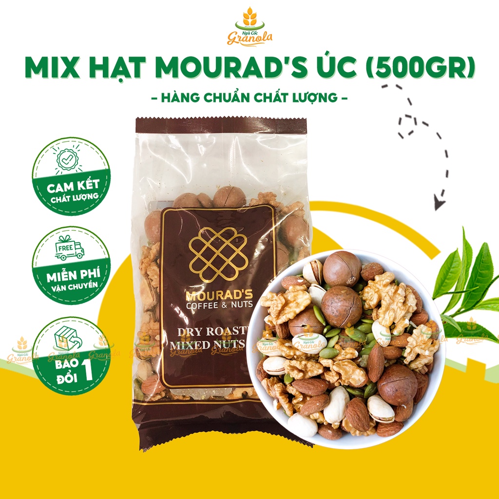 Hỗn Hợp Hạt Mourad's Úc 500g Cao Cấp (Hạnh nhân, hạt điều, macca, hạt bí, hạt dẻ cười)