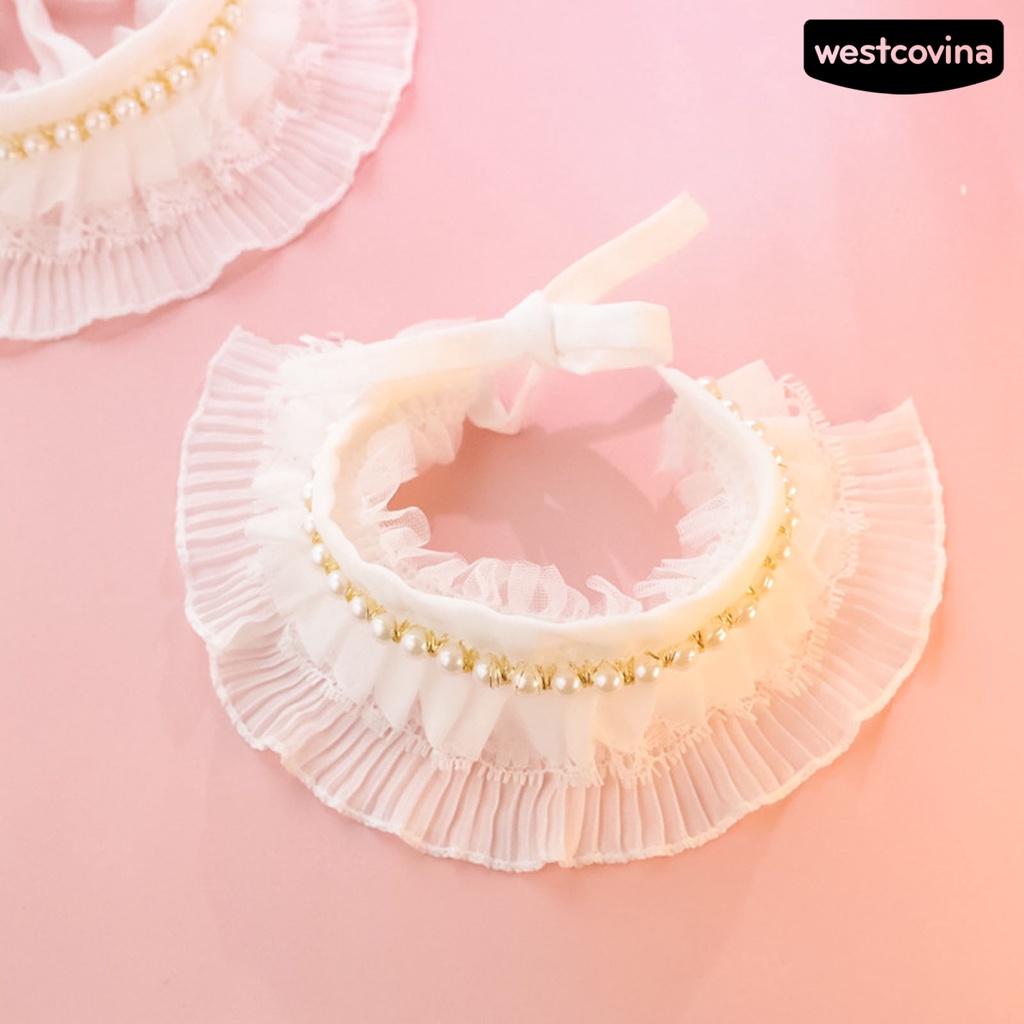 [COD]♘Yếm Ăn Đính Ngọc Trai Giả Thân Thiện Với Da Chống Mòn Dành Cho Thú Cưng