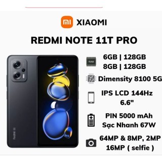 Điện Thoại Redmi Note 11T Pro 5G 6/128Gb Fullbox