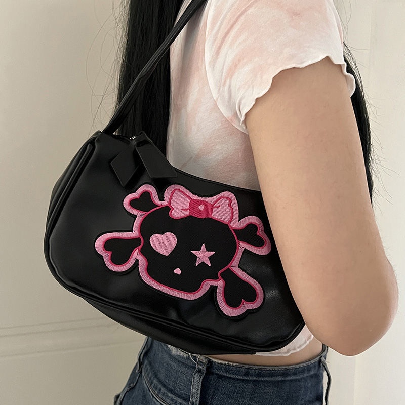 Túi Xách Mini Y2K Hình Đầu Lâu Phong Cách Punk Vintage Thời Trang Cho Nữ
