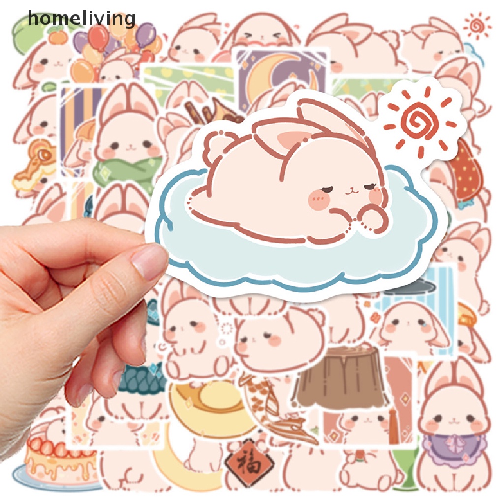 Bộ 50 Miếng Dán Trang Trí Hành Lý / Guitar Hình Thỏ Hoạt Hình Kiểu Nhật Bản Dễ Thương