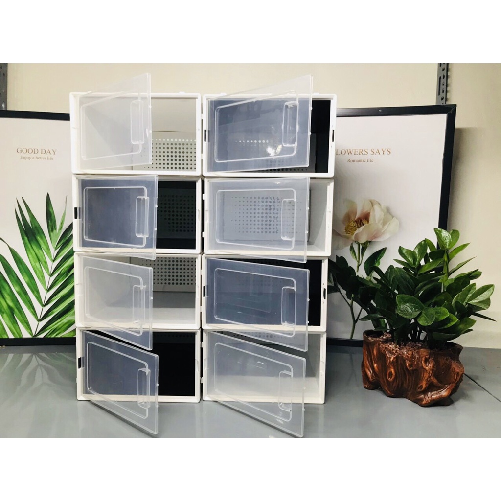 Combo 10 Hộp Đựng Giày Nắp Ngang Có Lỗ Thông Hơi Thoáng Khí