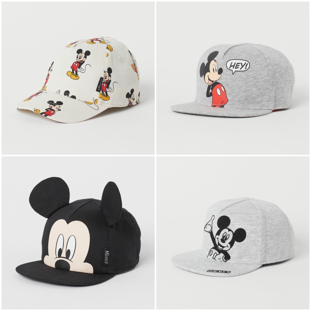 Mũ lưỡi trai xám mickey HM H&M_hàng chính hãng authentic