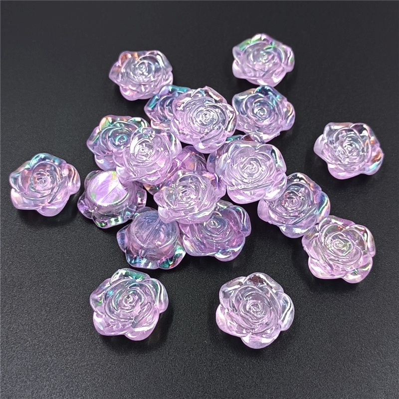 Set 10 / 20 Hạt Xỏ Lỗ Hình Hoa Hồng Nhiều Màu Sắc Dùng Để Làm Đồ Trang Sức Thủ Công