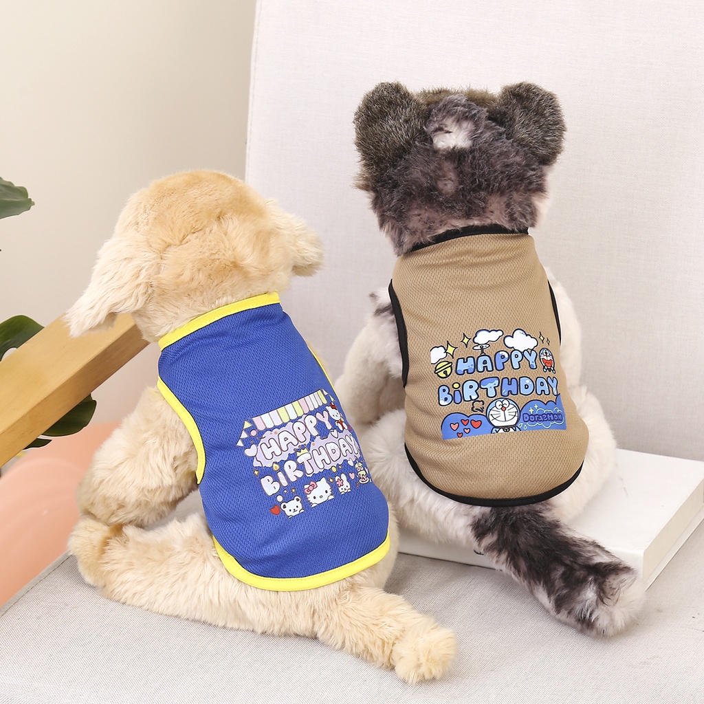 Áo In Họa Tiết Hoạt Hình Thoáng Khí Dành Cho Thú Cưng