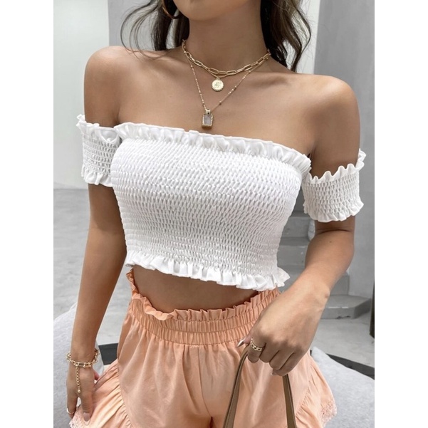 [ORDER SHEIN] Áo Thun Gân Trễ Vai
