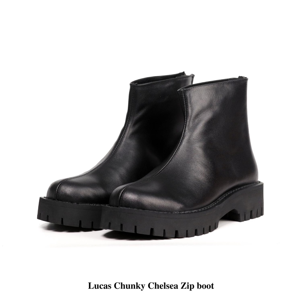 Giày boots nam da bò Lucas Chunky Chelsea Boots Zip da bò Nappa đế cao 4.5 cm, Lucas Shoes bảo hành 1 năm