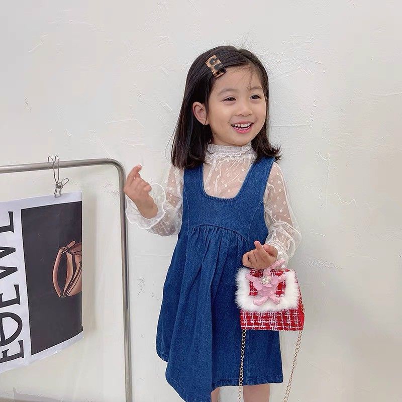 Túi Đeo Chéo Mini Vải Dạ, Quai Ngọc Cho Bé đáng yêu