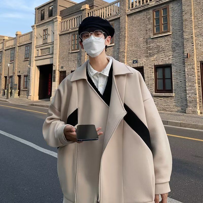 Áo Khoác Len Dày Dặn Chống Gió Thời Trang Đường Phố Mùa Đông Cho Nam