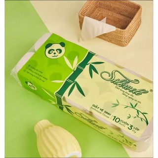 Giấy vệ sinh gấu trúc Silkwell 10 cuộn 3 lớp có lõi cao cấp, giấy vệ sinh không tẩy trắng, an toàn hàng chính hãng