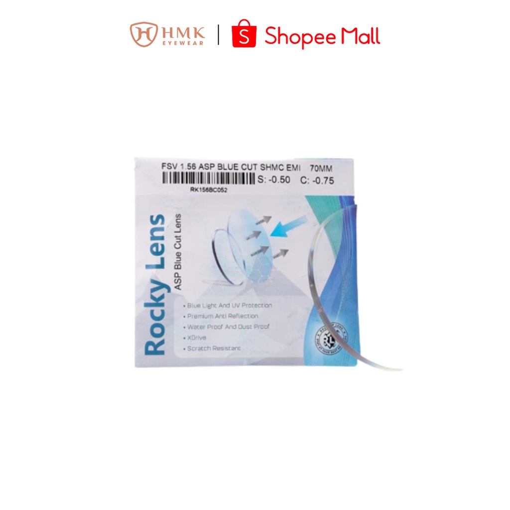 TRÒNG ROCKY TRẮNG TRONG 1.56 CHỐNG ÁNH XANH, CHỐNG UV CHÍNH HÃNG THỜI THƯỢNG HMK