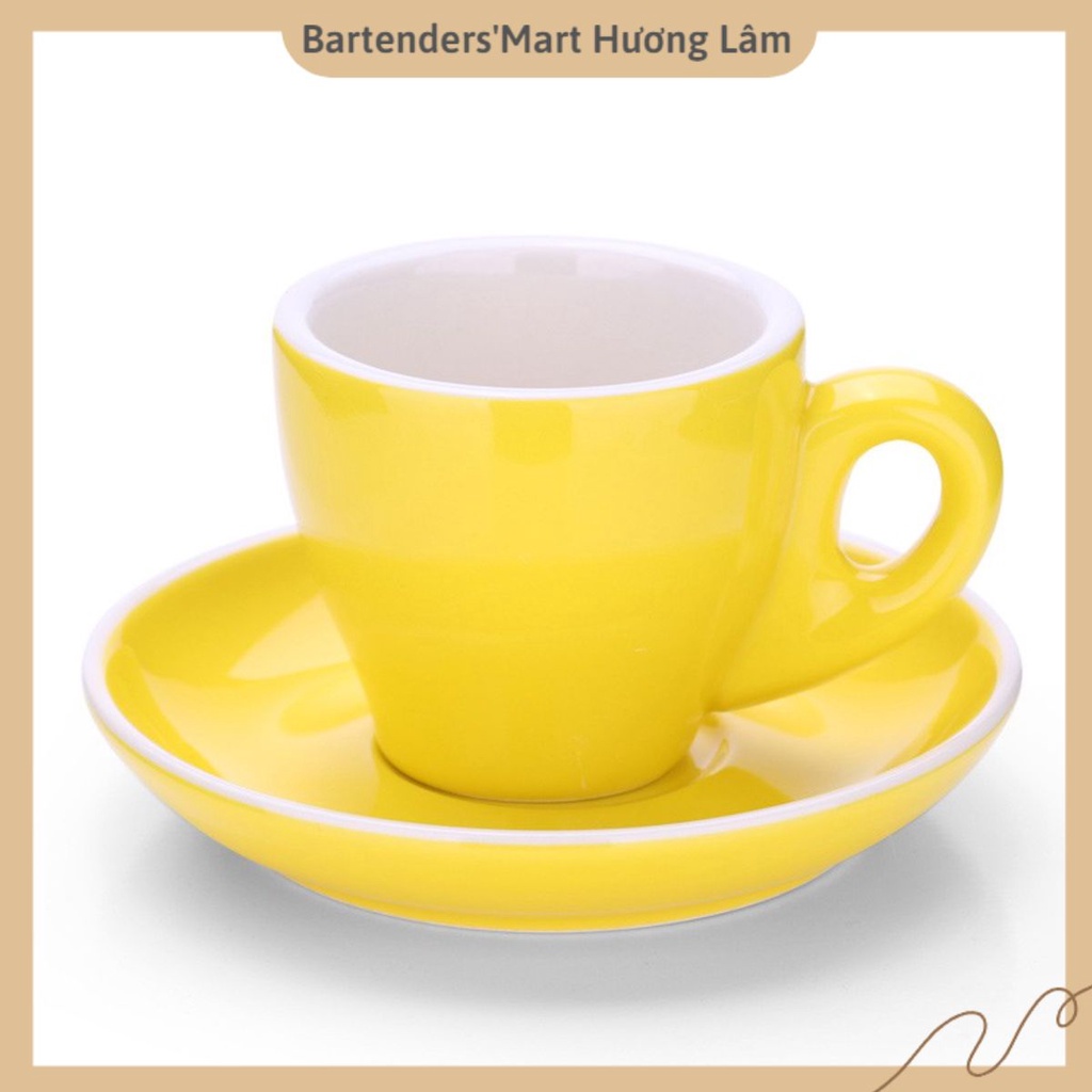 Ly sứ espresso 80cc màu vàng