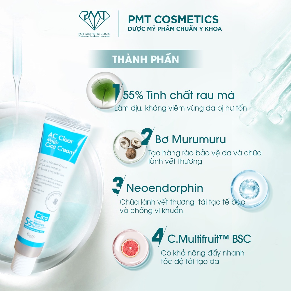 Kem phục hồi dành cho da mụn The Plant Base AC Clear Magic Cica Cream 30ml